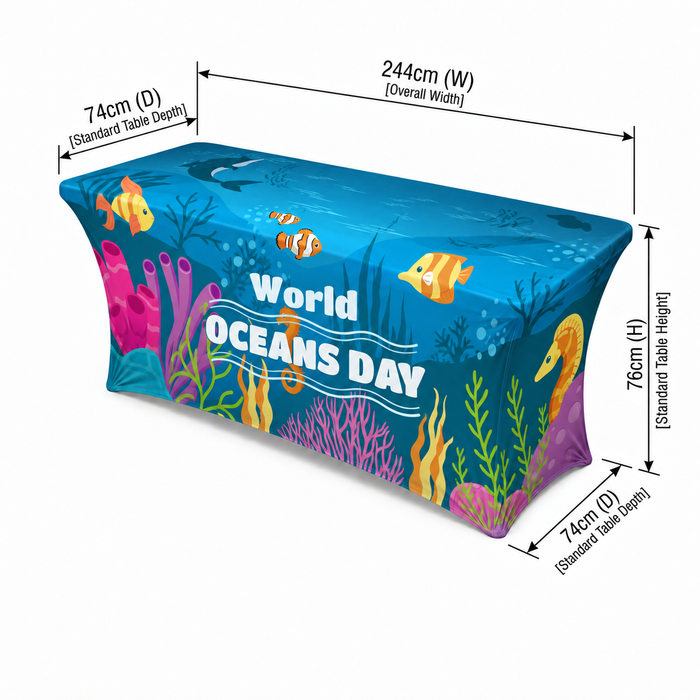 8ft (2.4m) Open Back Stretch Table Cover