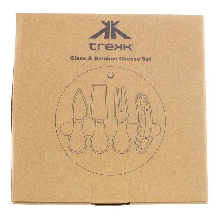 Trekk Round Bamboo Glass Cheese Set - Custom Promotional Product
