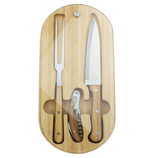 Trekk Oval Bamboo Glass Knife Set - Custom Promotional Product
