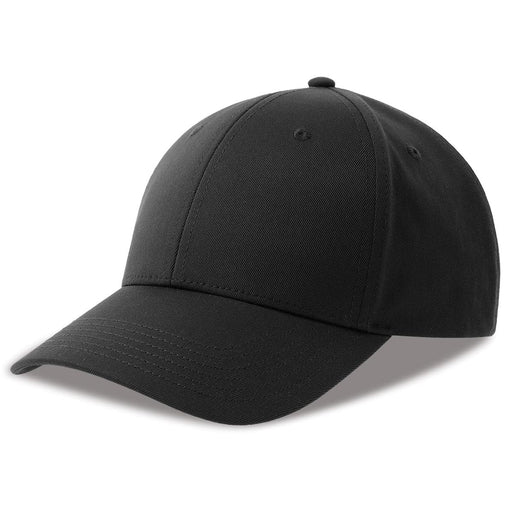 Bolt-S Recycled Polyester - A black cap made from recycled polyester, featuring a curved peak and a structured design. It includes a logo.