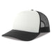 Rapper-S Recycled Polyester - A trucker cap featuring a white front panel and a black brim with a mesh back. The cap includes a logo.