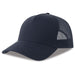 Rapper Cotton-S Organic/Recycled - A navy trucker cap featuring a mesh back and a curved brim, with a logo on the front.