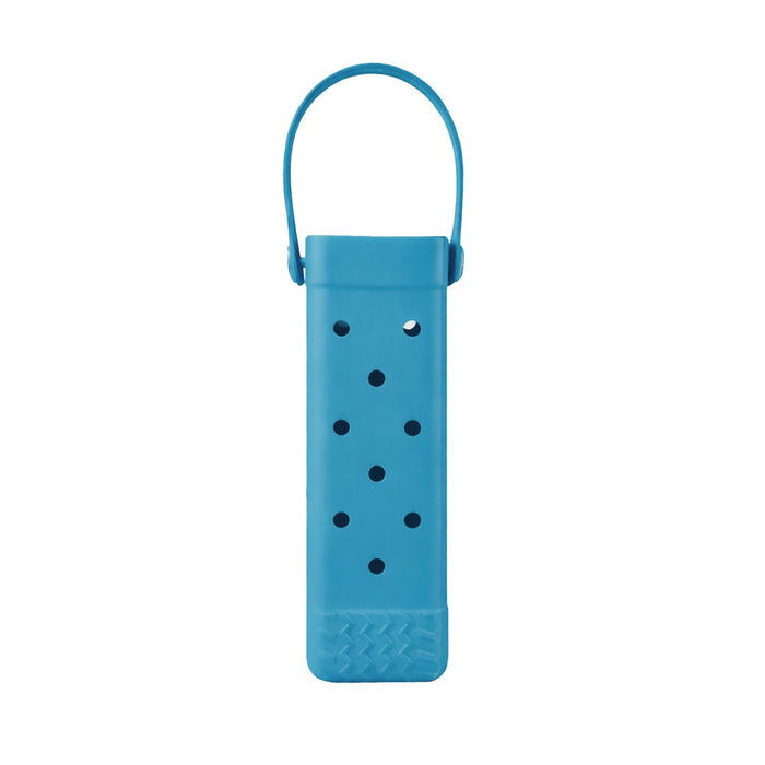 EVA Holes Wine Bottle Bag - A drink bottle bag in bright blue with holes and a handle, designed for carrying wine bottles.