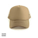 Polymesh Trucker Cap - A khaki Polymesh Trucker Cap with a solid front and mesh sides, featuring a branding logo.