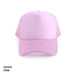 Polymesh Trucker Cap - A pink Polymesh Trucker Cap with a solid front and mesh sides, featuring a logo on the front.