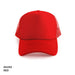 Polymesh Trucker Cap - A red Polymesh Trucker Cap with a solid front and mesh back, featuring a logo on the front.
