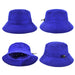 Polyviscose School Bckt - A vibrant blue polyviscose bucket hat featuring multiple angles and a drawstring for adjustment, with a logo present.