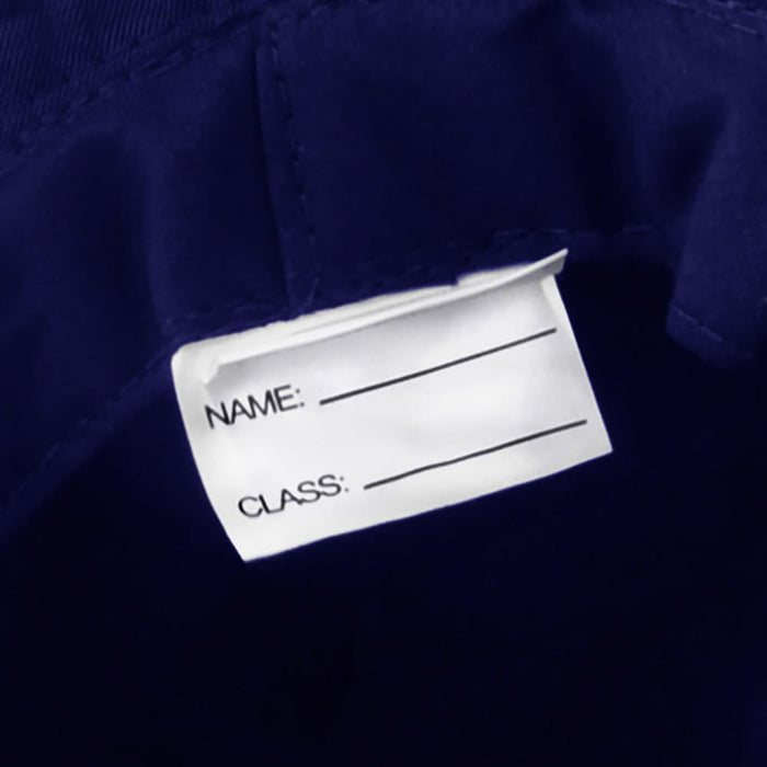 Polyviscose School Bckt - A navy blue bucket hat featuring a label for name and class identification. The hat has a branding logo.
