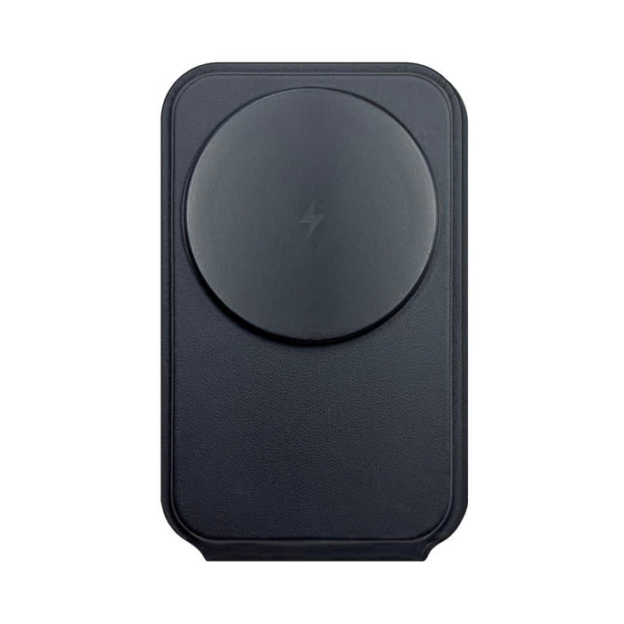 Sherry 15W Foldable 3-in-1 Magnetic Wireless Charger - A black foldable 3-in-1 magnetic wireless charger with a circular charging area and a logo.