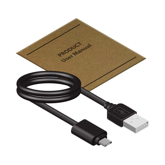 Bryan Ultra Thin 15W MagSafe Power Bank - 5000 mAh (Stock) - A black USB cable with a user manual on a brown background, designed for a power bank product.