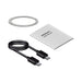 Apex Semi-Solid-State 22.5W MagSafe Wireless Power Bank - 5000 mAh (Stock) - A power bank with a metallic ring, a user manual, and a black USB-C charging cable.