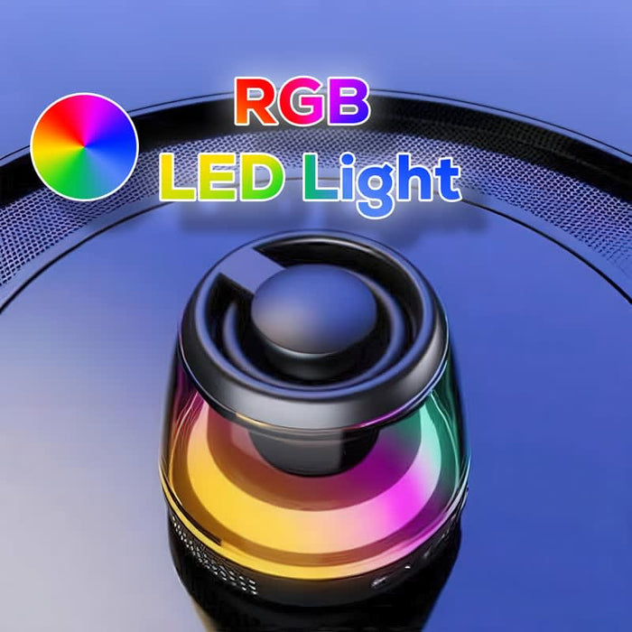 Pacific Magnetic Bluetooth Speaker Stand with RGB LED Light (Stock) - A Bluetooth speaker stand with RGB LED light, featuring a sleek design and vibrant colours. It includes branding.