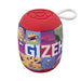 Morgan Bluetooth Speaker - A red Bluetooth speaker with a multicoloured fabric design and a handle at the top. It features a logo on the side.