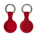 Aspen Silicone Airtag Case - A red silicone Airtag case featuring a keyring attachment, displaying both front and back views.