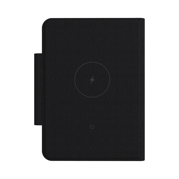 MiTag Duo Passport Holder with Global Tracking Tag - A black passport holder with a simple design and a logo on the front. It includes a global tracking tag feature.