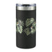 Arctic Zone Titan Thermal HP Slim Cooler 350ml - A drink bottle in matte black featuring tropical leaves design, with a silver lid and a branding logo.