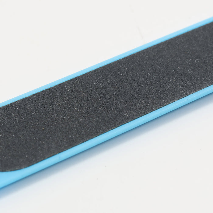 PS Nail File - A nail file with a blue edge and a black sanding surface, featuring a simple design and branding.