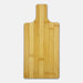 Ozi Bamboo Paddle Board - A bamboo paddle board in a natural wood finish with a handle, featuring a logo. Ideal for chopping and serving.