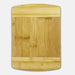 Tiga Bamboo Cutting Board - A bamboo cutting board featuring a smooth surface with a natural finish and rounded corners. It has a logo on it.