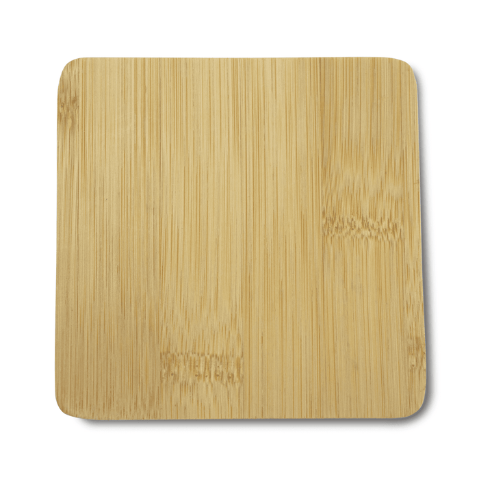 Square Bamboo Coaster - A square bamboo coaster in light brown, featuring a smooth, natural wood grain texture.
