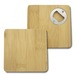 Square Bamboo Coaster - A square bamboo coaster featuring a built-in bottle opener, showcasing a natural bamboo finish.