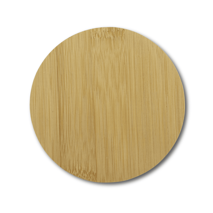 Round Bamboo Coaster - A round bamboo coaster in a natural tan colour, featuring a smooth surface and no visible branding.