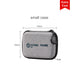 10000mAh Slim  Power Bank with Charging Cable - A small, grey zippered case with a logo on the front, measuring 14cm by 10cm by 4cm.