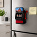 777 Slot Machine Fridge Magnet with Sharpener - A red and black fridge magnet shaped like a slot machine, featuring three spinning reels and a logo.