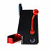 777 Slot Machine Fridge Magnet with Sharpener - A black fridge magnet shaped like a slot machine with a red lever and a pull-out tray. It features a logo.