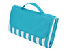 Ascot Picnic Rug, Aqua Blue -Extra Large - A picnic rug in aqua blue with a striped pattern, featuring a foldable design and a carrying handle.