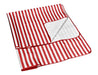Ascot Picnic Rug, Red - Extra Large - A red and white striped picnic rug, extra large, featuring a bordered edge and a logo.