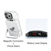 10000mAh Magnetic Wireless  Power Bank with Phone Stand - A white 10000mAh magnetic wireless power bank with a phone stand and battery level display. It features a logo.