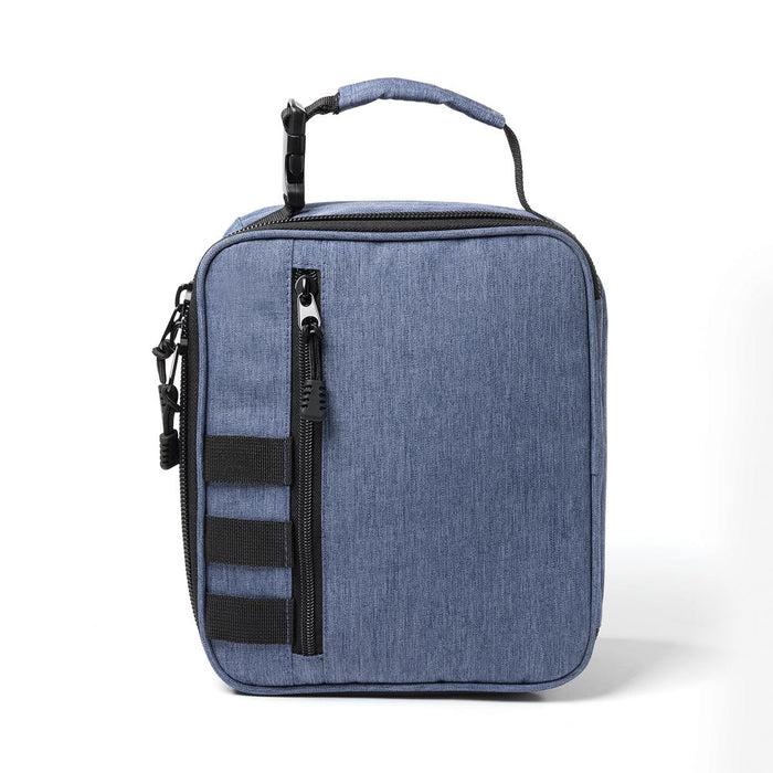 Super Duty 6 - In Pack Cooler - A grey-blue cooler pack featuring a zippered compartment, a handle, and side straps. It has a simple, sleek design.