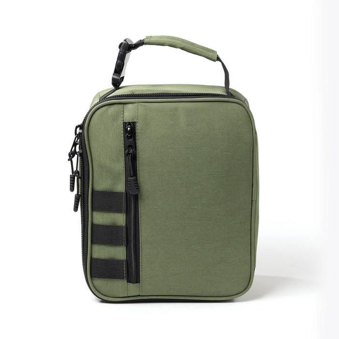 Super Duty 6 - In Pack Cooler - A green cooler bag with a zippered compartment and a handle, featuring black accents and a logo.