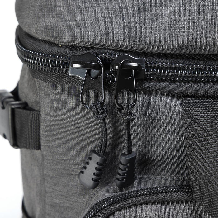 Super Duty 30 - Backpack Cooler - A grey backpack cooler featuring dual black zippers with textured pull tabs for easy access.