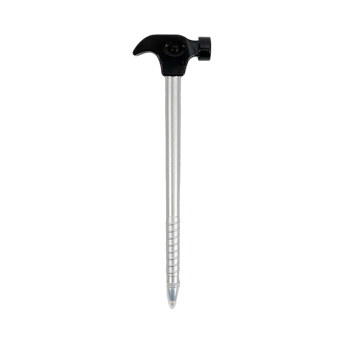 Hammer Shape Ballpoint Pen - A hammer-shaped ballpoint pen featuring a black top and a silver barrel. It has a logo on the surface.