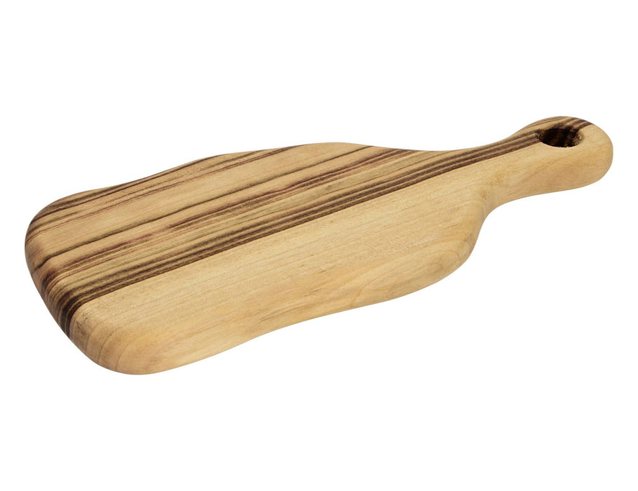 Lawson Serving Board Small - A wooden serving board in natural wood tones with contrasting stripes and a handle for easy carrying.