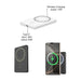 5000mAh Magnetic Wireless  Power Bank - A magnetic wireless power bank in black and white with a Type-C input and wireless charging features.