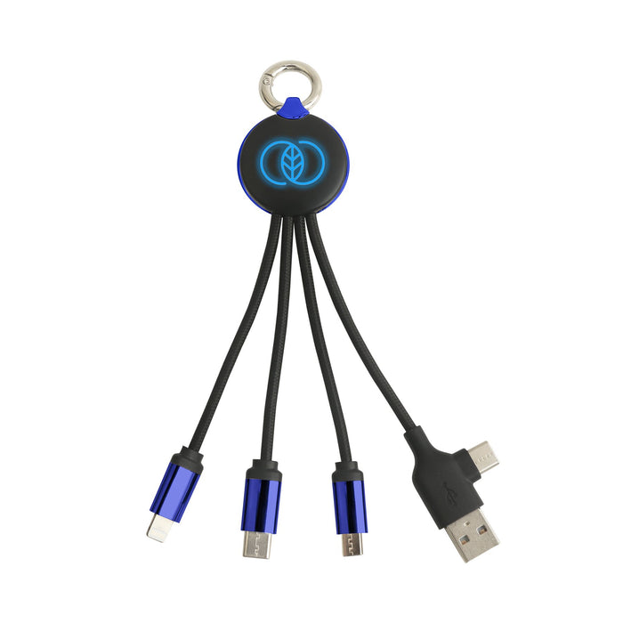 Round Shaped Light Up Multi Charging Cable - Custom Promotional Product