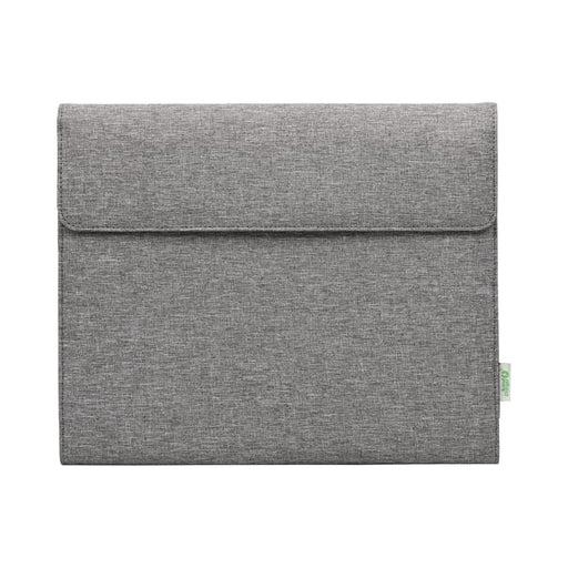 Noty Folio Eco (Business Folio) - A grey business folio with a flap closure, featuring a logo and a textured fabric finish.