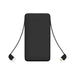 10000mAh Slim  Power Bank with Charging Cable - A black 10000mAh slim power bank with an attached charging cable. Features a minimal design and a logo.