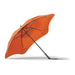 BLUNT Classic Umbrella - An orange umbrella with a sleek black frame, featuring a curved design and sturdy base.