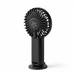 Hybrid Fan - A portable black hybrid fan with a round grille and a sturdy base, featuring a logo on the back.