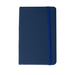 Minichroma A6 Notebook - A navy blue A6 notebook with a ribbon band and a logo on the cover.