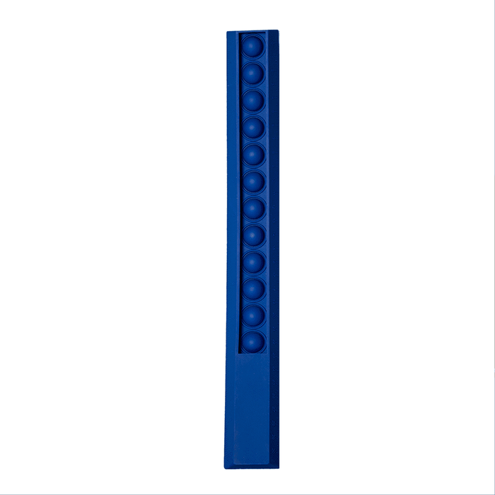 30cm Popper Ruler - A blue 30cm Popper Ruler with popping buttons along one side, featuring a logo.