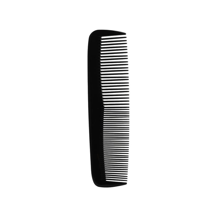 Custom Blended-Tooth Comb - A black, custom blended-tooth comb with fine and wide teeth, featuring a sleek design.