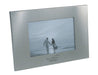 Milan Photo Frame, Single - A silver photo frame with a rectangular shape, featuring a central opening for a photo and a logo on the bottom.