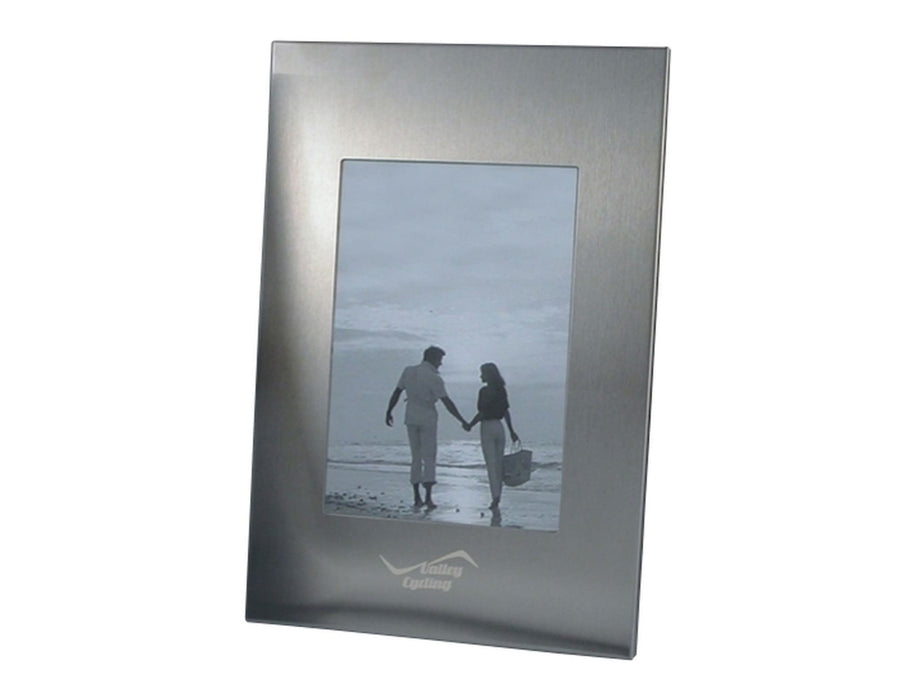 Milan Photo Frame, Single - A sleek silver photo frame featuring a portrait orientation, designed to hold a single photo.