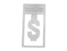 Biz Clip - Dollar (Replaced by Indent C4753-EI) - A metal business card featuring a dollar sign cutout, with engraved text and lines, in a silver finish.