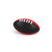Mini Aussie Rules Ball - A Mini Aussie Rules ball in black and red with white stitching, featuring a logo on its surface.